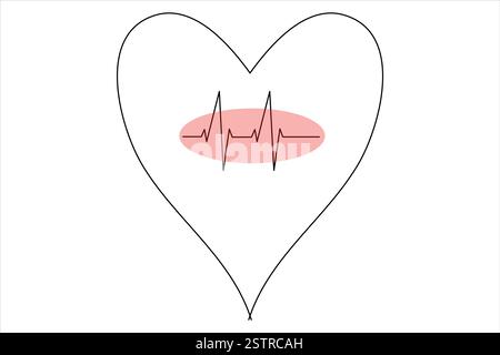 Herz durchgehende eine Linie Kunstzeichnung des Herzens Hand gezeichnete Vektor-Illustration Stock Vektor
