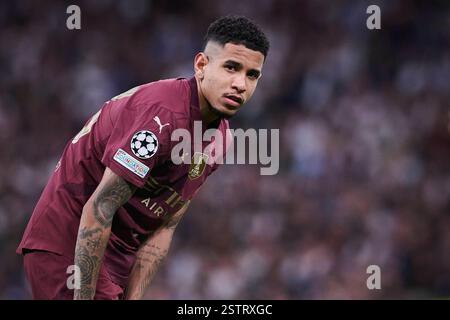 UEFA Champions League Fußball-Spiel Real Madrid gegen Manchester City im Santiago Bernabeu Stadium in Madrid, Spanien. Februar 2025. Savinho 900/Cordon Press Credit: CORDON PRESS/Alamy Live News Stockfoto