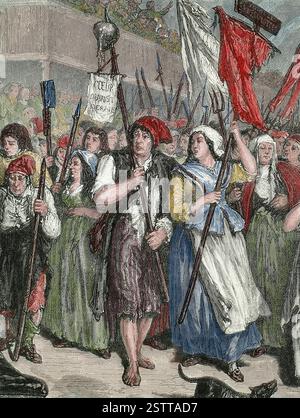 Französische Revolution. Sains-Culottes. Invasion der Versammlung, 20. Juni 1792. Stich von Blanpain nach einem Entwurf von Hippolyte de la Charlerie. Stockfoto