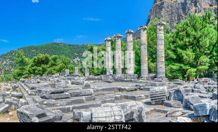 Der Tempel der Athena Polias im antiken Priene, Türkei Stockfoto