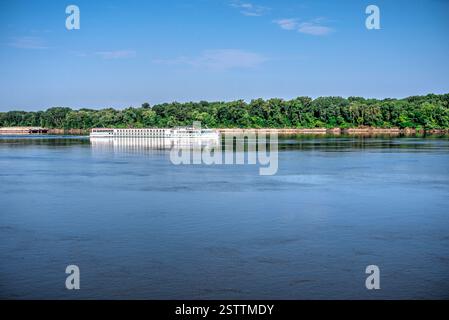 Kreuzfahrtschiff auf der Donau in der Nähe der Stadt Russe, Bulgarien Stockfoto