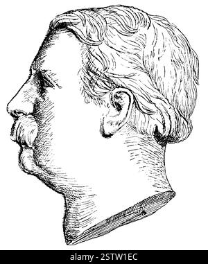 Porträt von Moritz von Schwind - ein österreichischer Maler. Illustration des 19. Jahrhunderts. Stockfoto