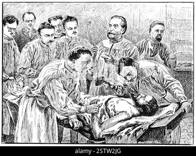 Professor Ernst von Bergmann im Operationssaal der Chirurgischen Klinik Berlin. Stockfoto