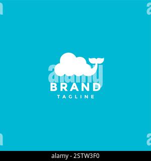 Lustige Wolken Mit Walschwanzlogo. Wolken Mit Wasserwelligkeit Und Walschwanz-Logo. Stock Vektor
