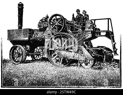 Dampfpflug. Illustration des 19. Jahrhunderts. Deutschland. Weißer Hintergrund. Stockfoto