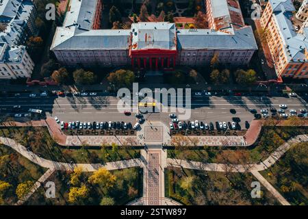 Kiew. Ukraine. April 18 2019. Die Universität von Taras Schewtschenko. Luftaufnahme. Stockfoto