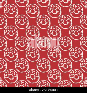 Nahtloses Donut-Muster. Kritzelvektormuster mit Donut-Symbolen. Donut-Hintergrund Stock Vektor