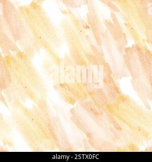 Nahtloses Aquarellmuster mit weichen Beige- und Terrakotta-Pinselstrichen isoliert. Handgemalte, künstlerisch wiederholte Textur für sonniges Geschenkpapier Stockfoto