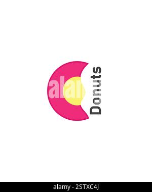 Erdbeere Donut Logo, Donut Logo Vorlage Design, Bäckerei Logo, Sweet Shop Logo, Vektor-Illustration Stock Vektor