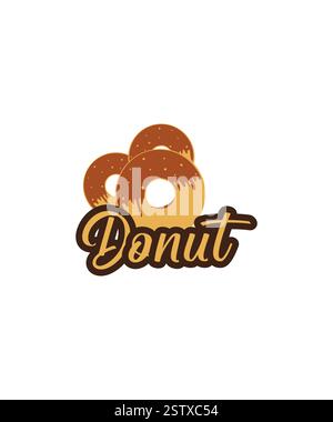 Schokoladen-Donut-Logo, Donut-Logo-Vorlage-Design, Bäckerei-Logo, Sweet Shop-Logo, Vektor-Illustration Stock Vektor