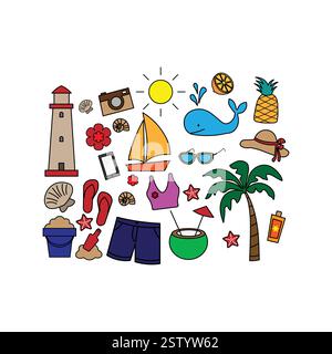 Icon Sommer-Set Stock Vektor