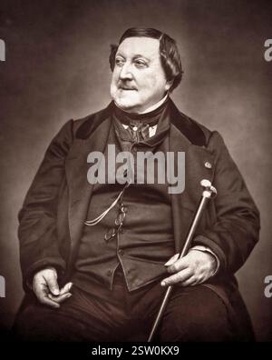Gioachino Rossini. Porträtfotografie des italienischen Komponisten Gioachino Antonio Rossini (1792-1868) von Etienne Carjat, 1865 Stockfoto