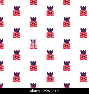 Nahtloses Muster Mit Niedlichen Cartoon-Geschenken Mit Lächelnden Gesichtern Und Schleifen Stock Vektor