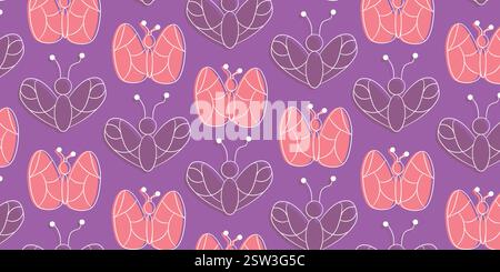 Lebhaftes Banner der Schmetterlinge auf lila Hintergrund Stock Vektor
