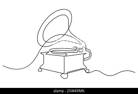 Grammophon-Zeichnung mit einer Linie Stock Vektor