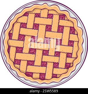 Obstkuchen auf einer Tellerfarbe Stock Vektor