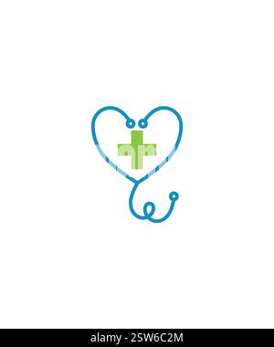 Kreuz medizinisches Logo, medizinisches Gesundheitswesen Stethoskop Kreuz Logo, Vektor-Illustration Stock Vektor
