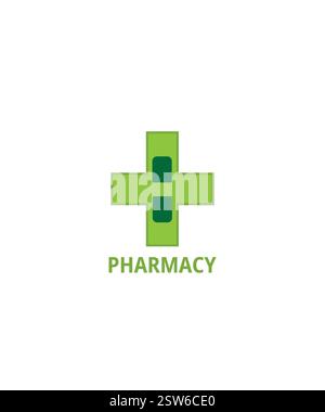 Grünes Kreuz oder plus medizinisches Logo Design, medizinisches Logo Design Vektorvorlage Stock Vektor
