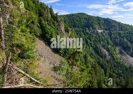 Berge in der Nähe von Le Hohneck in den Vogesen, sonniger Tag im Sommer, blauer Himmel Stosswihr Frankreich Stockfoto