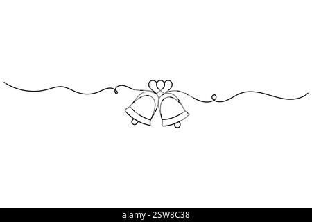 Durchgehende einzeilige weihnachtsglocke und bearbeitbarer Kontur Stock Vektor