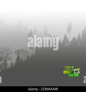 Bergnebel Natur Hintergrund. Handzeichnung. Keine Illustration des AI-Vektors Stock Vektor