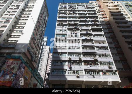 Hochhäuser in North Point Hongkong, Stockfoto