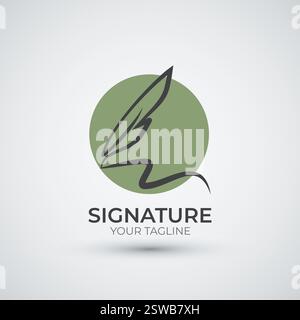 Inspirationsvorlage für Quill Signature-Logo-Design Stock Vektor