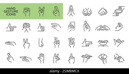 Symbolsatz Für Handgesten Stock Vektor