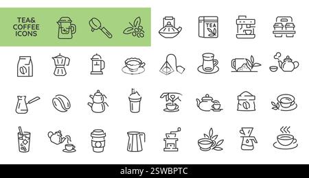 Tea and Coffee Icons Set Stock Vektor