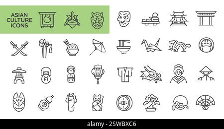 Symbole Für Asiatische Kultur Set Stock Vektor