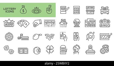 Lotterie Icons Set Stock Vektor
