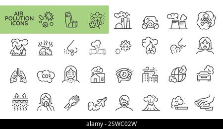 Symbole Für Luftverschmutzung Eingestellt Stock Vektor