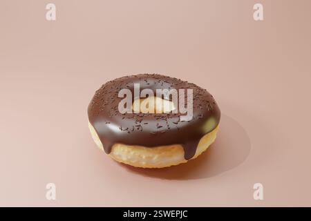 3D-Putz von glasiertem Donut mit süßem Streusel Stockfoto