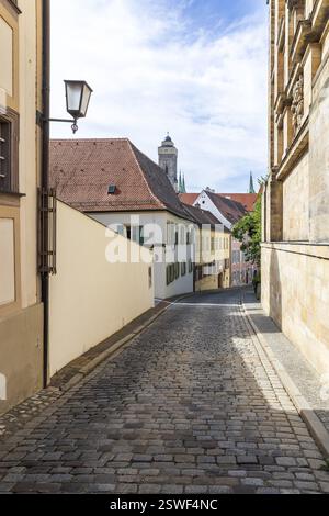 Enge Straße in der Eisgrube, im Hintergrund die Oberpfarrei oder Kirche unserer Lieben Frau, Bergstadt Bamberg, Bayern, Deutschland, Europa Stockfoto