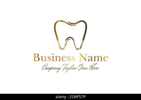 Elegantes Goldzahnlogo für die Zahnmedizin Stock Vektor