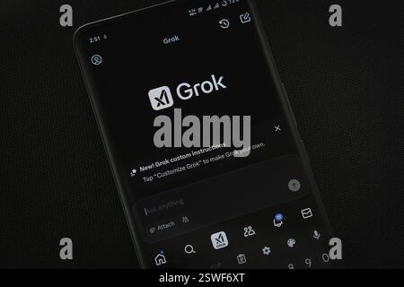 Dhaka, Bangladesch- 16. februar 2025: Grok Ai App auf dem Smartphone Stockfoto