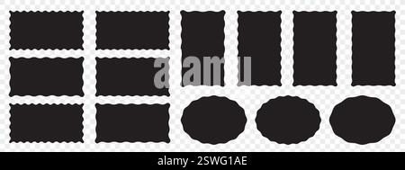 Rahmen mit gewellten Kanten. Trendige geometrische Umrandungen mit Silhouette Stock Vektor