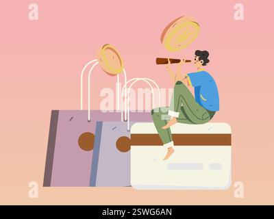 Online-Shopping Zahlung Sicherheit Zeichen flach Vektor Konzept Operation Hand gezeichnete Illustration Stock Vektor