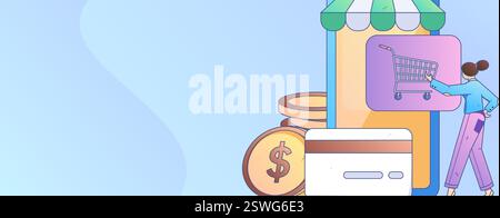 Online-Shopping Zahlung Sicherheit Zeichen flach Vektor Konzept Operation Hand gezeichnete Illustration Stock Vektor