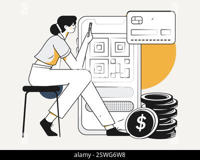 Online-Shopping Zahlung Sicherheit Zeichen flach Vektor Konzept Operation Hand gezeichnete Illustration Stock Vektor