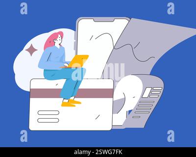 Online-Shopping Zahlung Sicherheit Zeichen flach Vektor Konzept Operation Hand gezeichnete Illustration Stock Vektor
