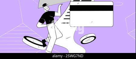 Online-Shopping Zahlung Sicherheit Zeichen flach Vektor Konzept Operation Hand gezeichnete Illustration Stock Vektor