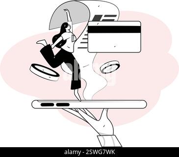Online-Shopping Zahlung Sicherheit Zeichen flach Vektor Konzept Operation Hand gezeichnete Illustration Stock Vektor