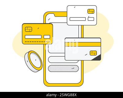 Online-Shopping Zahlung Sicherheit Zeichen flach Vektor Konzept Operation Hand gezeichnete Illustration Stock Vektor