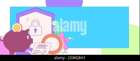 Online-Shopping Zahlung Sicherheit Zeichen flach Vektor Konzept Operation Hand gezeichnete Illustration Stock Vektor