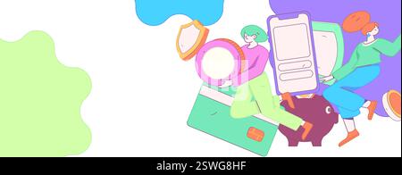 Online-Shopping Zahlung Sicherheit Zeichen flach Vektor Konzept Operation Hand gezeichnete Illustration Stock Vektor