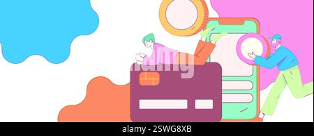 Online-Shopping Zahlung Sicherheit Zeichen flach Vektor Konzept Operation Hand gezeichnete Illustration Stock Vektor