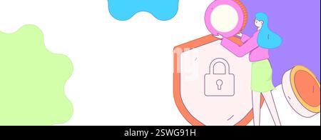 Online-Shopping Zahlung Sicherheit Zeichen flach Vektor Konzept Operation Hand gezeichnete Illustration Stock Vektor