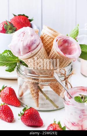 Erdbeereis Stockfoto