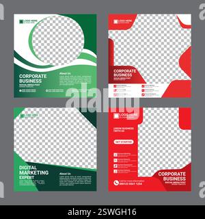 Moderne Digitale Marketingagentur Social Media Post Template Set Stock Vektor